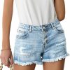 MIFOCAL Shorts | Women Mid Rise Ripped Stretchy Jeans Shorts Frayed Raw Hem Casual Denim Shorts