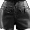 RAMISU Shorts | Ramisu Womens Casual Faux Leather Shorts High Waist Stretch Slim Hips Motorcycle Skinny Coated Shorts