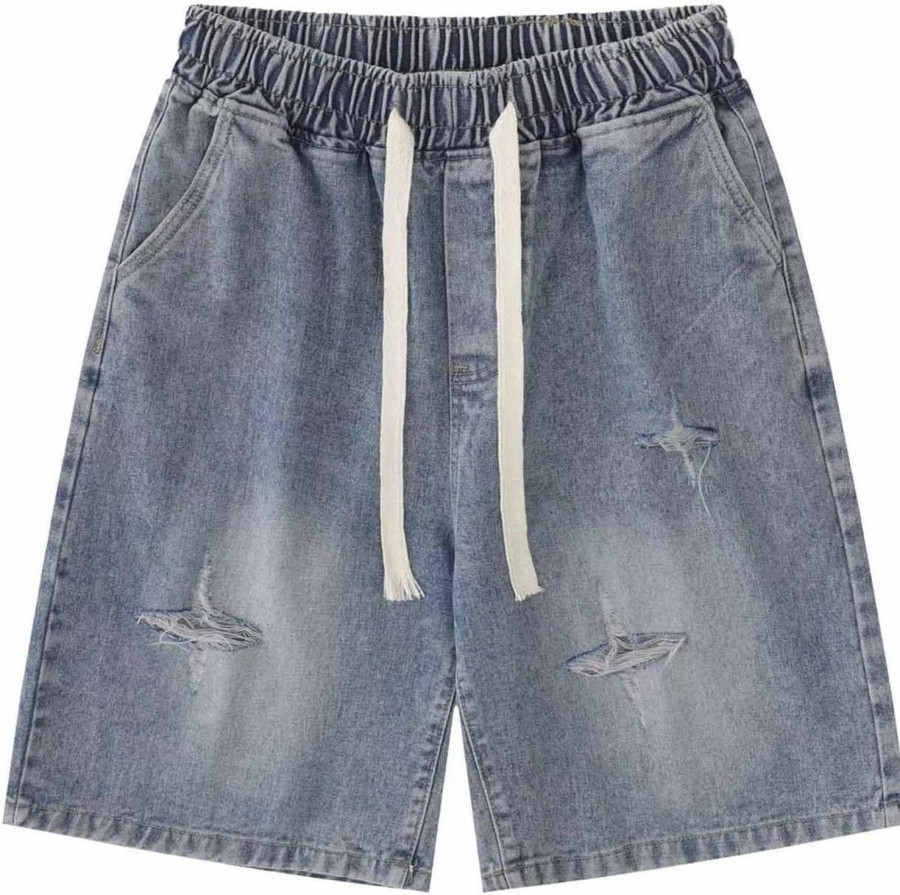 POHADON Shorts | Y2K Blue Denim Shorts Summer Casual Loose Straight Leg Uni Baggy Jeans Shorts Jorts Grunge Harajuku Streetwear