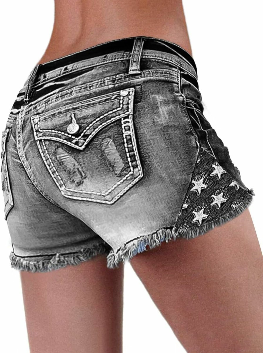 Flamingals Shorts | Flamingals Women'S Ripped Denim Shorts For Women High Waist Distressed Raw Hem Skinny Jean Shorts