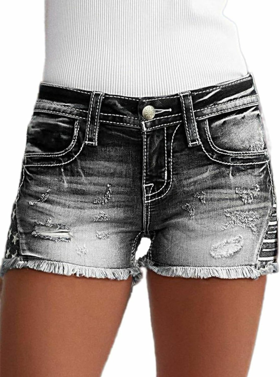 Flamingals Shorts | Flamingals Women'S Ripped Denim Shorts For Women High Waist Distressed Raw Hem Skinny Jean Shorts