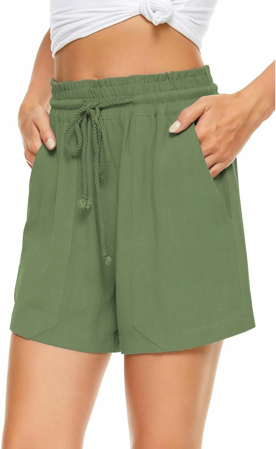 KINGFEN Shorts | Kingfen Women Casual Shorts Drawstring Comfy Elastic Waist Shorts Summer Pull On Short With Pockets(S-2Xl)