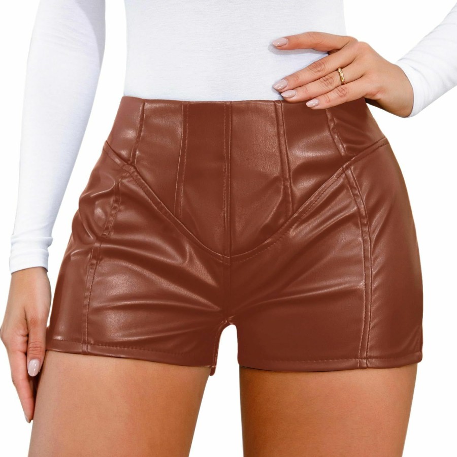 Tulucky Shorts | Tulucky Women'S Casual Faux Leather High Waisted Flexible Club Party Disco Sexy Shorts