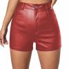 MakeMeChic Shorts | Makemechic Women'S High Waisted Leather Look Stretchy Skinny Denim Shorts