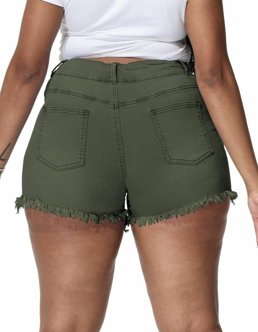 ALLEGRACE Shorts | Allegrace Sexy Plus Size Denim Shorts Women Distressed High Waist Shorts With Pockets