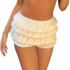 Fernvia Shorts | Women Hollow Out Crochet Knit Shorts Ruffled Layered Pleated Tiered Summer Fall Beach Music Festival Shorts