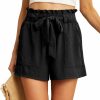 IWOLLENCE Shorts | Iwollence Womens Shorts With Pockets Summer Casual Shorts For Women Waist Casual Lightweight Adjustable Tie Knot Loose