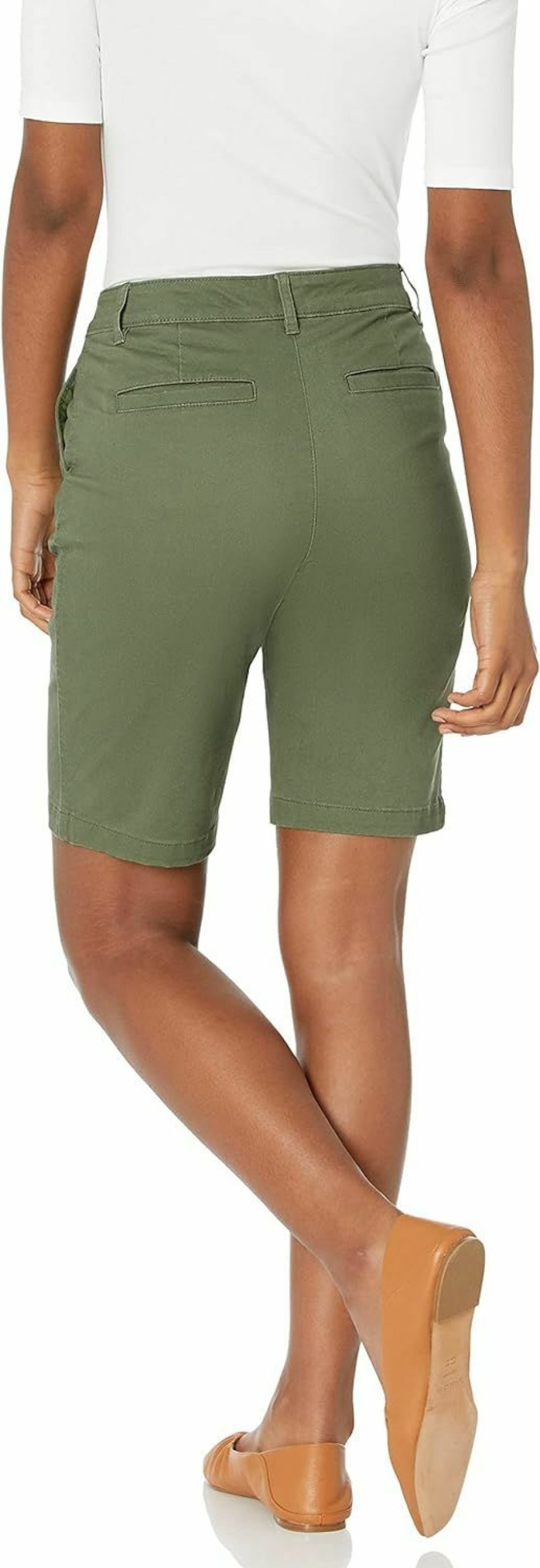 Amazon Essentials Shorts | Amazon Essentials Women'S Mid-Rise Slim-Fit 10" Inseam Bermuda Khaki Short