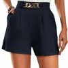 SOLY HUX Shorts | Soly Hux Women'S Elegant High Waist Pleated Straight Leg Summer Shorts With Pockets