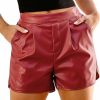 luvamia Shorts | Luvamia Faux Leather Shorts For Women High Wasited Pull On Pleated Side Slit Pleather Shorts With Elastic Waist Pockets