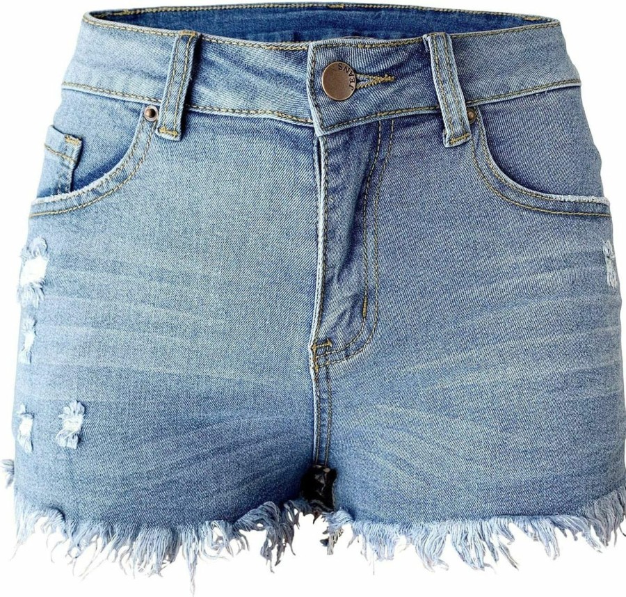 Aodrusa Shorts | Aodrusa Womens Ripped Denim Shorts Mid Rise Body Enhancing Curvy Cutoff Distressed Jeans