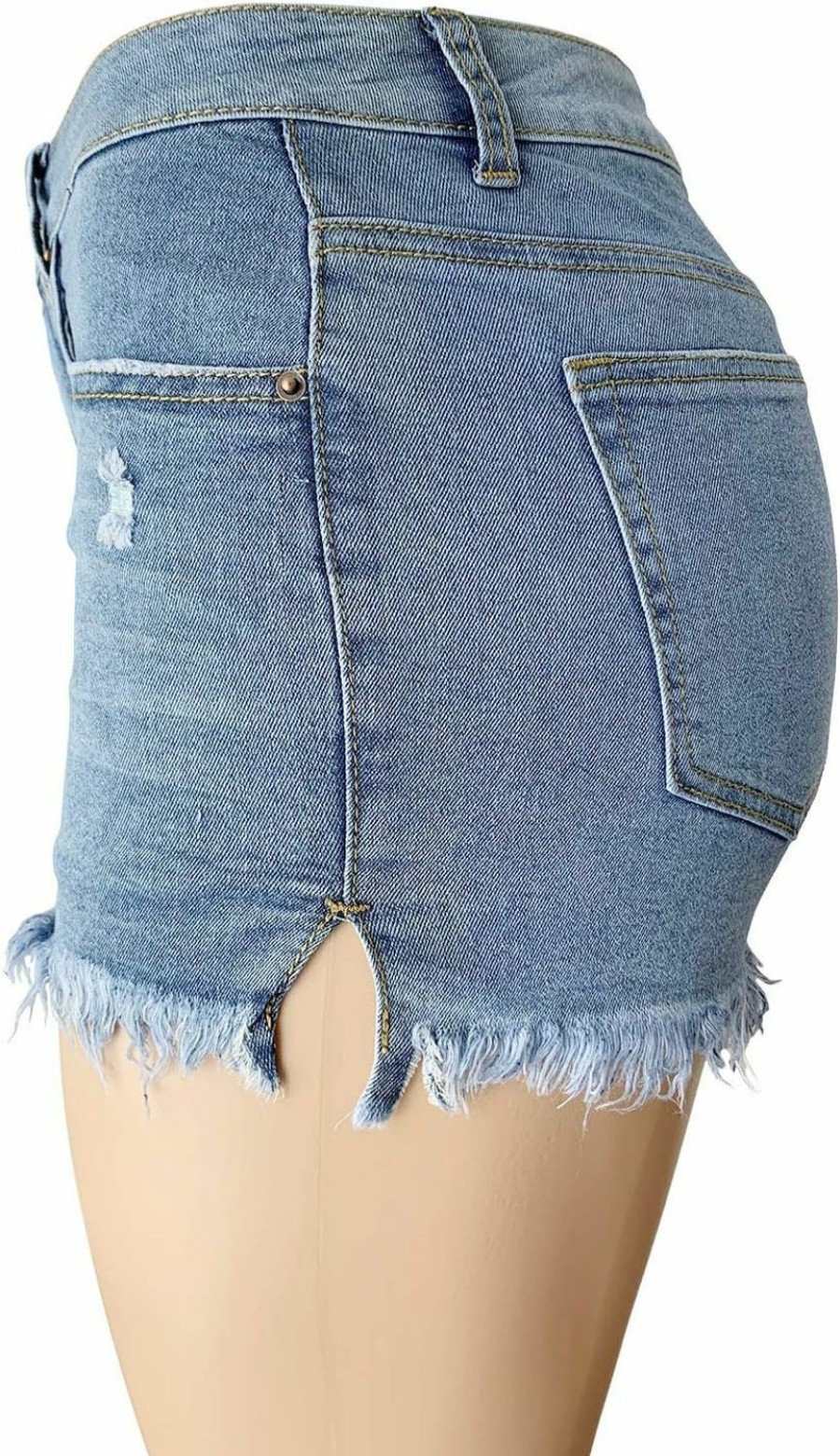 Aodrusa Shorts | Aodrusa Womens Ripped Denim Shorts Mid Rise Body Enhancing Curvy Cutoff Distressed Jeans