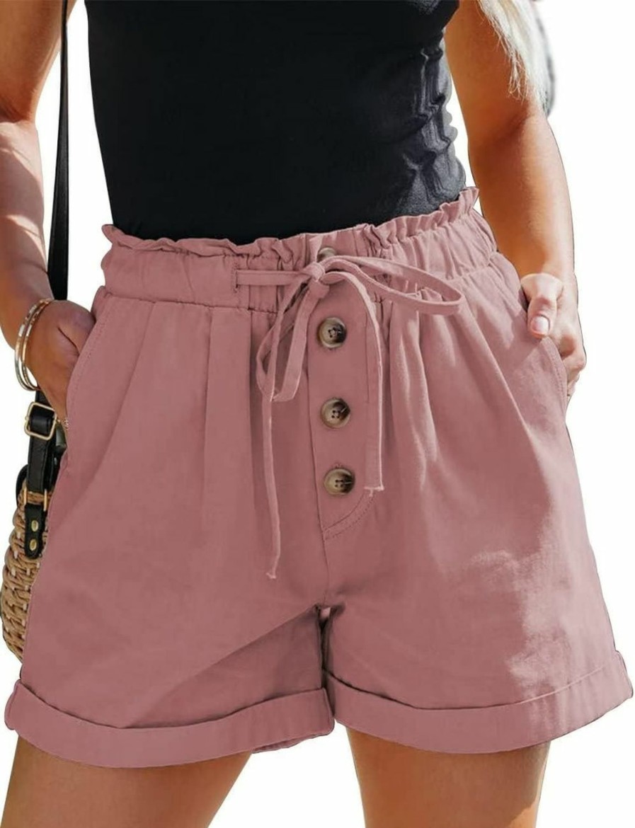 ANFTFH Shorts | Anftfh Womens Shorts Drawstring Mid-Rise Shorts Summer Casual Shorts For Women