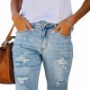 Sidefeel Shorts | Sidefeel Women Bermuda Shorts Denim Destroyed Raw Hem Shorts Jeans