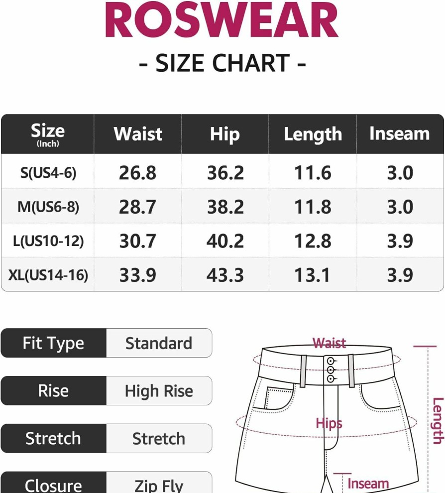 roswear Shorts | Roswear Women'S High Waisted Ripped Jeans Shorts Casual Frayed Raw Hem Stretch Distressed Denim Shorts With Pockets