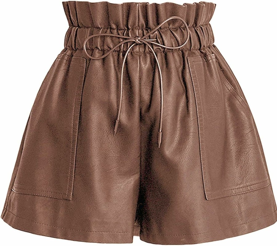 DZOVUTTZ Shorts | Faux Leather Shorts Stretchy High Waisted Wide Leg With Pockets For Women