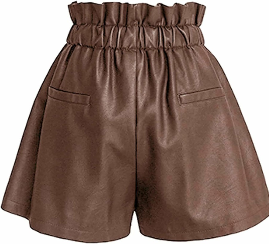 DZOVUTTZ Shorts | Faux Leather Shorts Stretchy High Waisted Wide Leg With Pockets For Women