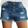 luvamia Shorts | Luvamia Women'S Casual Mid Rise Denim Shorts Stretch Ripped Raw Hem Jean Shorts