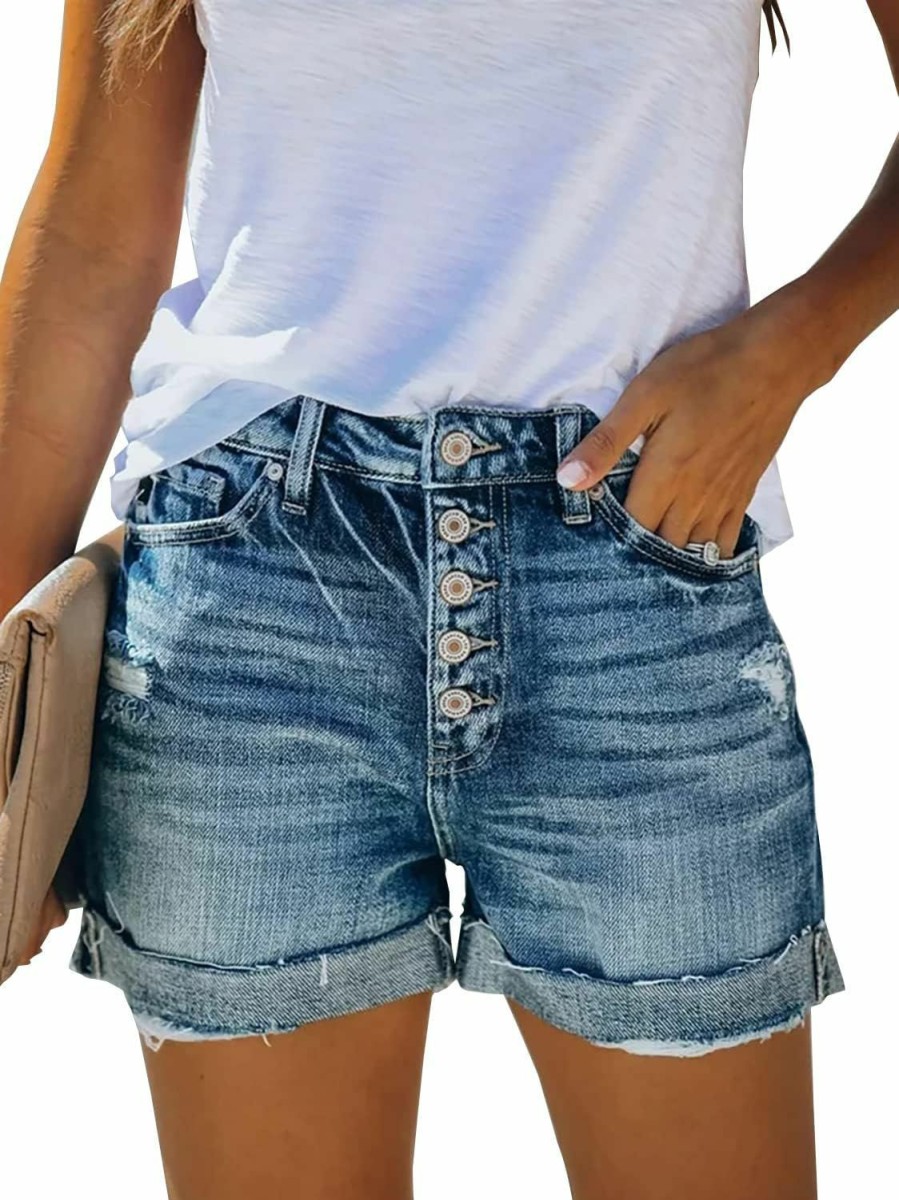 onlypuff Shorts | Onlypuff Women'S Denim Jean Short Ripped High Waist Cut Off