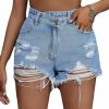 Floerns Shorts | Floerns Women'S Raw Hem High Waist Denim Shorts With Pocket