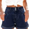 Hilltichu Shorts | Hilltichu Womens Relaxed Fit Casual High Waist Pocketed Denim Shorts