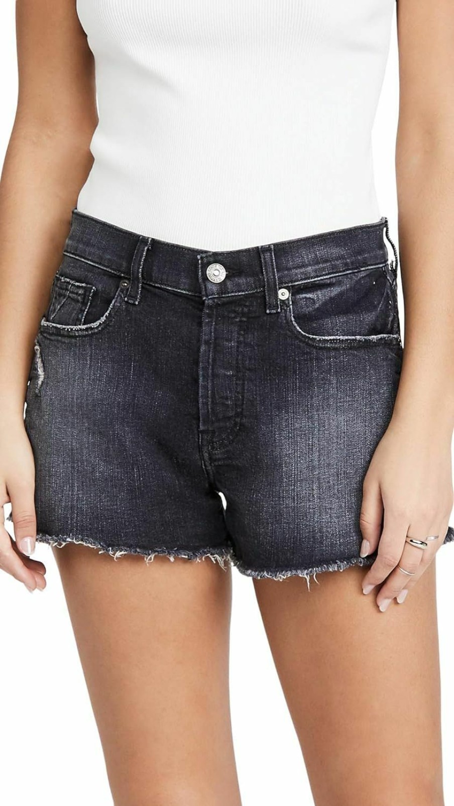 7 For All Mankind Shorts | 7 For All Mankind Monroe Cutoffs Shorts In Eclipse Black