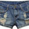 Fensajomon Shorts | Women'S Low Rise Waist Summer Ripped Distressed Frayed Denim Shorts Sexy Jeans