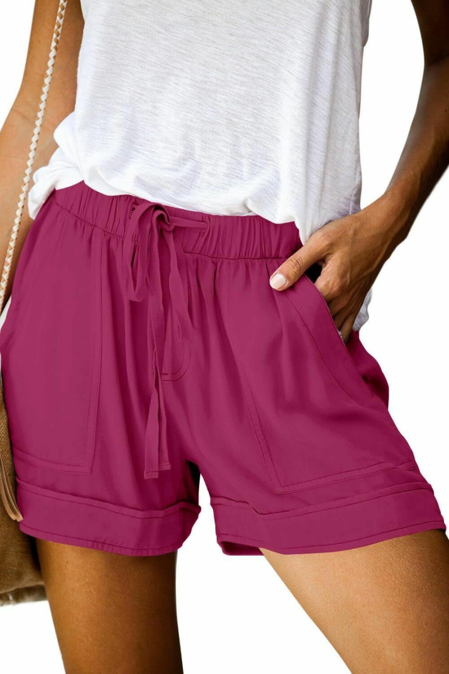 ONLYSHE Shorts | Onlyshe Womens Casual Drawstring Shorts Summer Elastic Waist Shorts Pocketed Pants