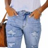 Necooer Shorts | Necooer Women Jean Shorts Ripped Casual Summer Mid Waist Stretchy Five Points Denim Jean Shorts