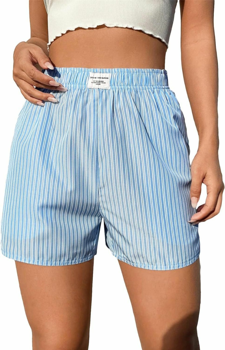 SOLY HUX Shorts | Soly Hux Women'S Striped Shorts Elastic High Waisted Straight Leg Summer Shorts