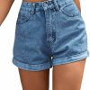 SweatyRocks Shorts | Sweatyrocks Women'S High Rise Roll Up Hem Straight Leg Denim Jean Shorts With Pocket