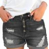 luvamia Shorts | Luvamia Women'S Ripped High Waisted Denim Shorts Stretchy Cuffed Hem Jean Shorts