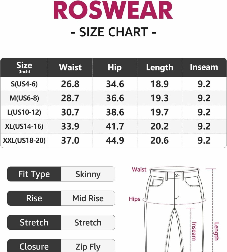 roswear Shorts | Roswear Women'S Distressed Knee Length Ripped Stretchy Jean Shorts