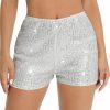 SweatyRocks Shorts | Sweatyrocks Women'S Sequins High Elastic Waist Straight Leg Shorts Solid Glitter Party Shorts