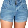 roswear Shorts | Roswear Women'S High Waisted Stretchy Denim Shorts Cuffed Jean Shorts