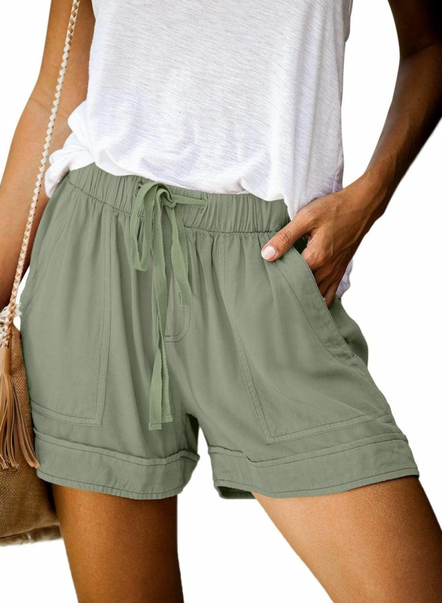 Acelitt Shorts | Acelitt Women Comfy Drawstring Casual Elastic Waist Pocketed Shorts,S-3Xl