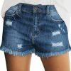 luvamia Shorts | Luvamia Women'S Casual Mid Rise Denim Shorts Stretch Ripped Raw Hem Jean Shorts