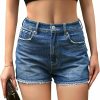 OFLUCK Shorts | Ofluck Women'S High-Waisted Jeans Shorts Frayed Raw Hem Ripped Summer Denim Shorts