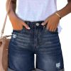 luvamia Shorts | Luvamia Women'S Casual Ripped Denim Shorts High Rise Distressed Rolled Hem Jeans Shorts