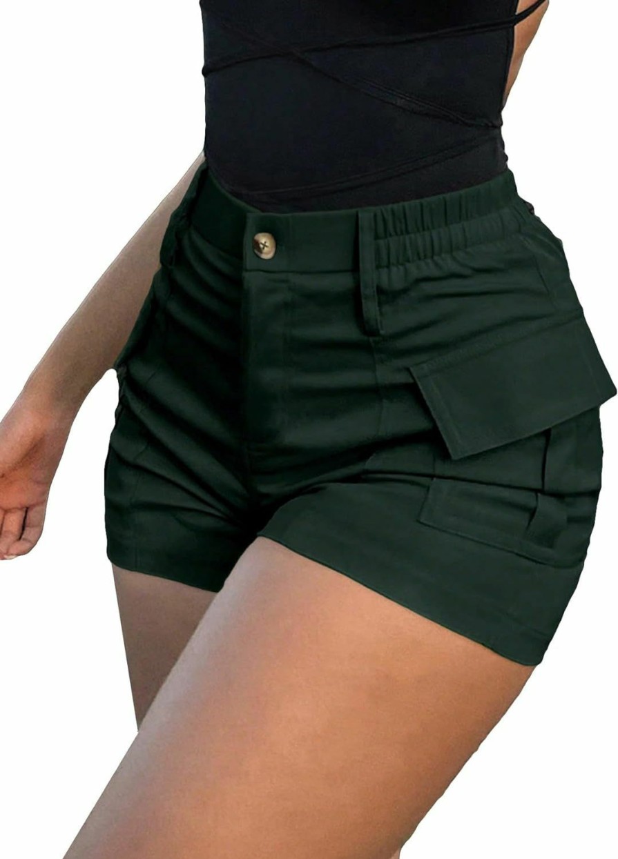 WDIRARA Shorts | Wdirara Women'S High Waist Button Streetwear Cargo Shorts With Pockets