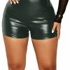 WDIRARA Shorts | Wdirara Women'S High Waisted Pu Leather Skinny Shorts Sexy Biker Shorts