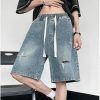 Ponitrack Shorts | Baggy Jorts Print Denim Shorts Baggy Jorts Casual Wide Leg Shorts Patchwork Jeans Shorts Jorts Y2K