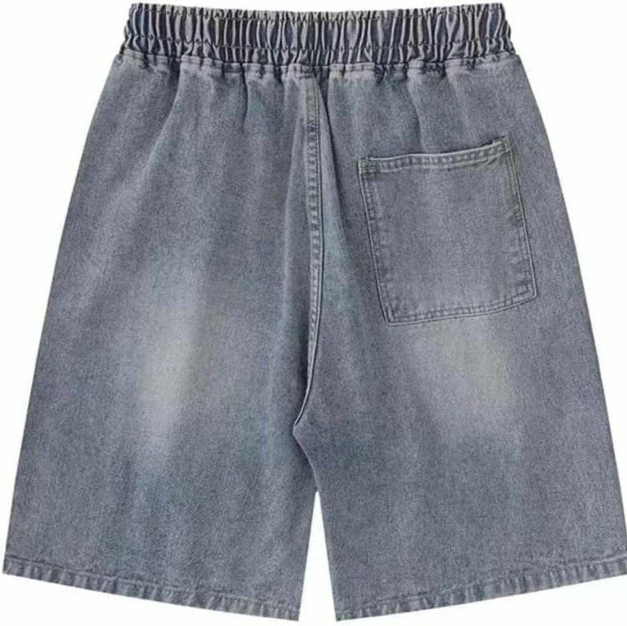 Ponitrack Shorts | Baggy Jorts Print Denim Shorts Baggy Jorts Casual Wide Leg Shorts Patchwork Jeans Shorts Jorts Y2K