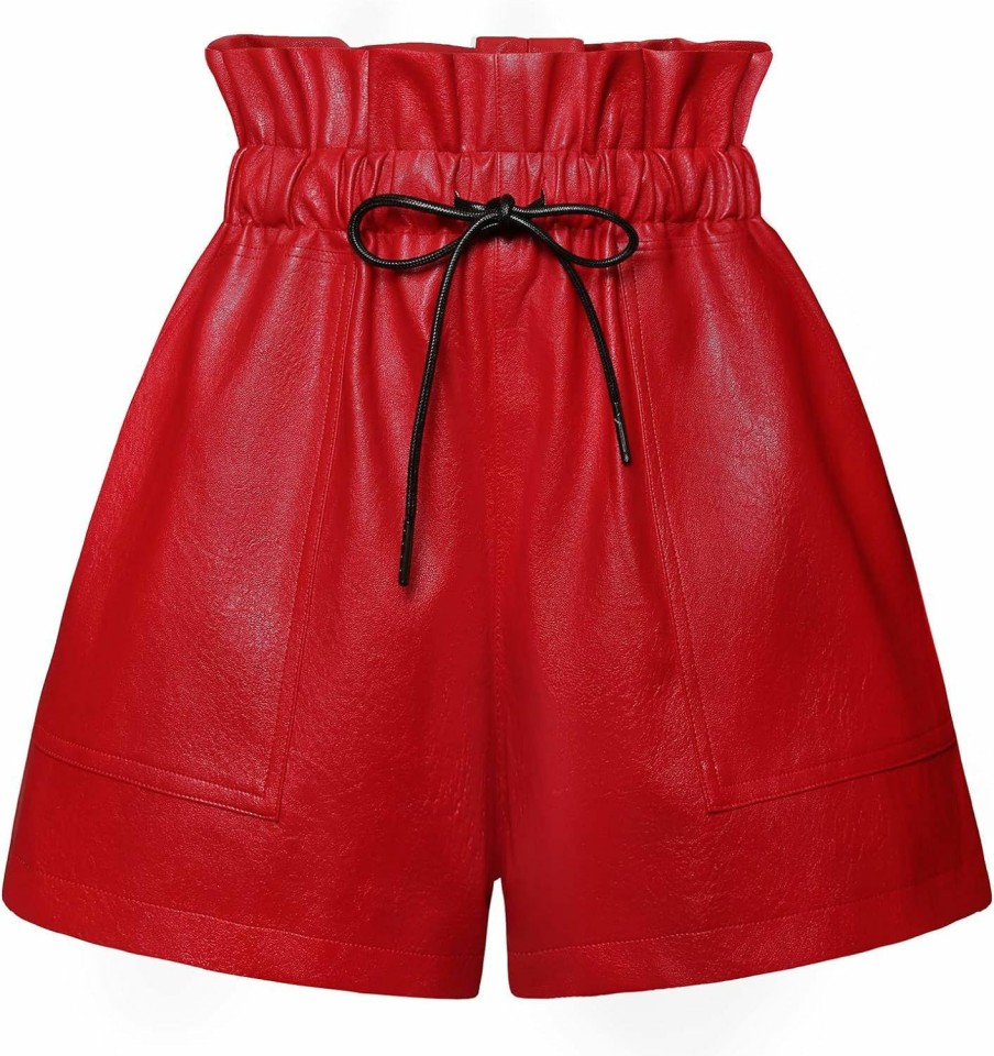 QIANXIZHAN Shorts | Qianxizhan Women'S Leather Shorts, Faux High Waisted Wide Leg Sexy Shorts Sp