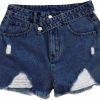 SweatyRocks Shorts | Sweatyrocks Women'S Casual High Waist Raw Hem Ripped Denim Jean Shorts With Pocket