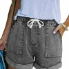 GOLDPKF Shorts | Goldpkf Womens Jean Shorts For Denim Casual Summer Mid Waist Frayed Stretchy Ripped