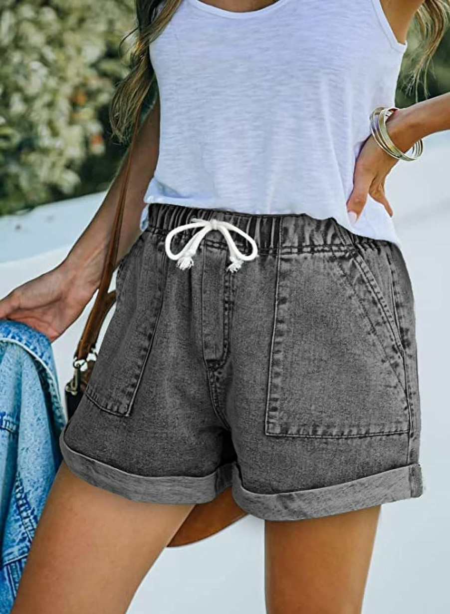 GOLDPKF Shorts | Goldpkf Womens Jean Shorts For Denim Casual Summer Mid Waist Frayed Stretchy Ripped