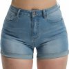 Romastory Shorts | Romastory Women'S High Waisted Summer Elastic Jean Shorts Folded Hem Hot Denim Shorts For Women