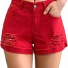 roswear Shorts | Roswear Women'S Ripped Mid Rise Stretchy Denim Jeans Shorts