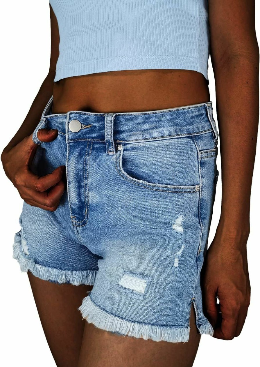 FEELNINE Shorts | Jean Shorts Women High Waisted Ripped Frayed Raw Hem Summer Denim Shorts